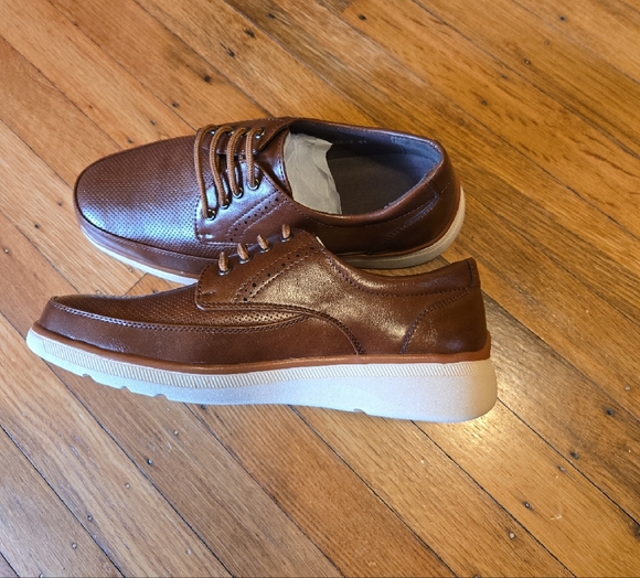 Men\'s Brown Perforated Leather Lace-Up Shoes main image 2